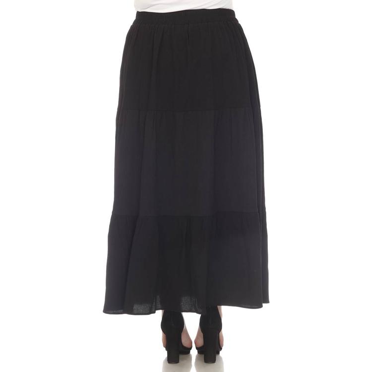 Plus Size White Mark Pleated Tiered Maxi Skirt
