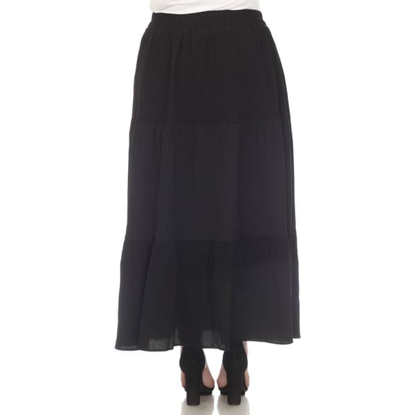 Plus Size White Mark Pleated Tiered Maxi Skirt
