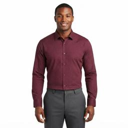 Mens Tom Baine Regular Fit Performance Dress Shirt - Burgundy