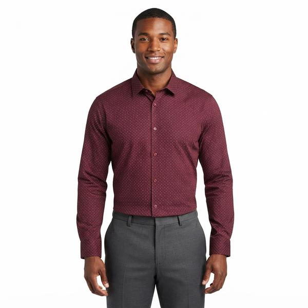 Mens Tom Baine Regular Fit Performance Dress Shirt - Burgundy - image 