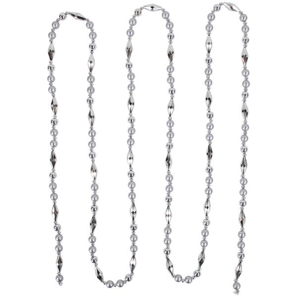 Northlight Seasonal Shiny & Matte Silver Beaded Christmas Garland - image 