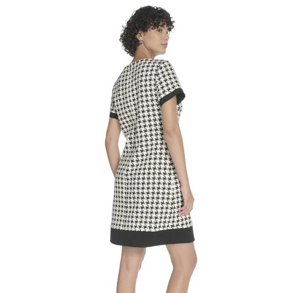 Womens Tommy Hilfiger Short Sleeve Houndstooth Knit Dress