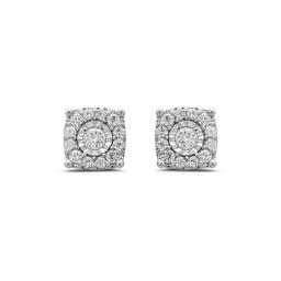 Sterling Silver 1/4cttw. Square Lab Grown Diamond Stud Earrings