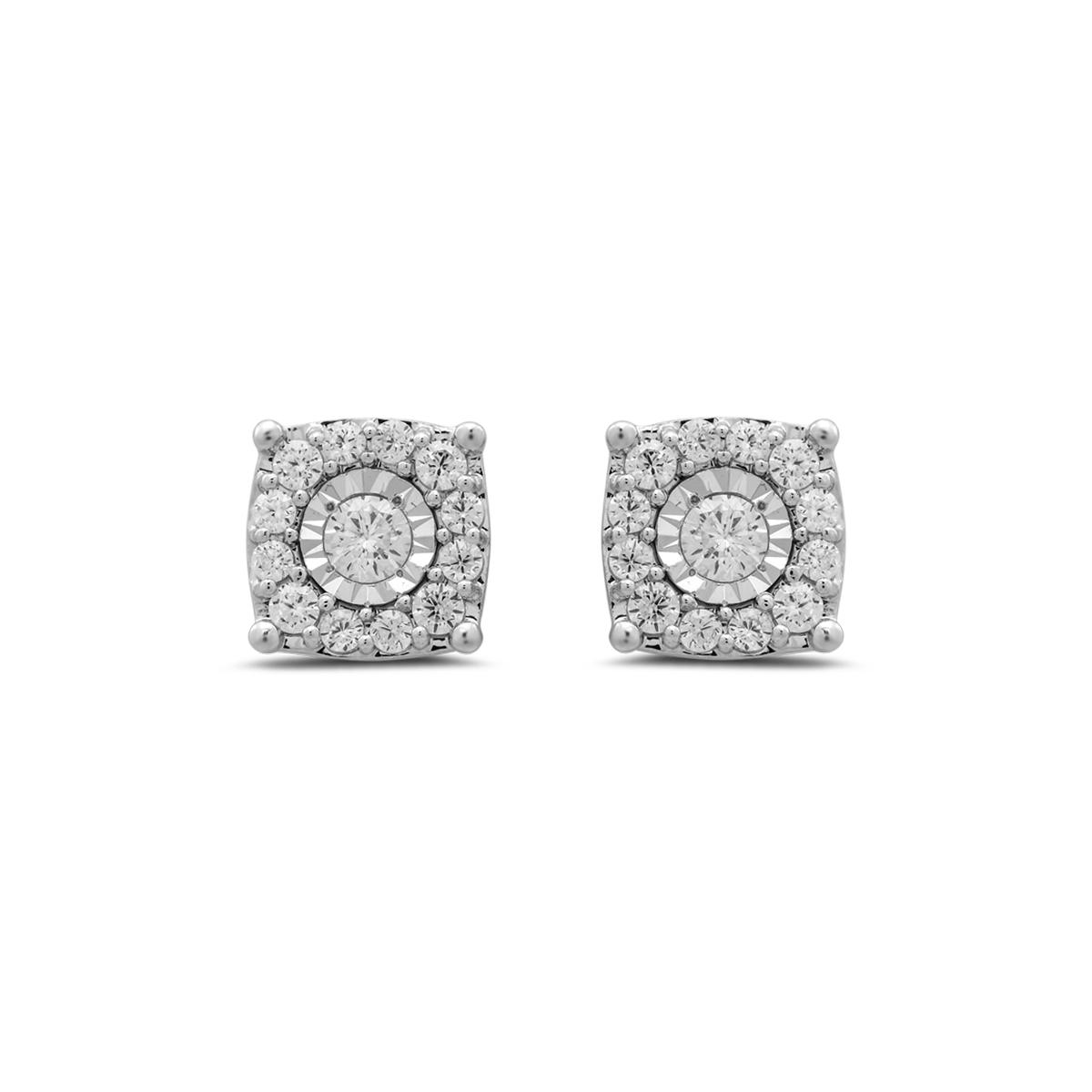 Sterling Silver 1/4cttw. Square Lab Grown Diamond Stud Earrings