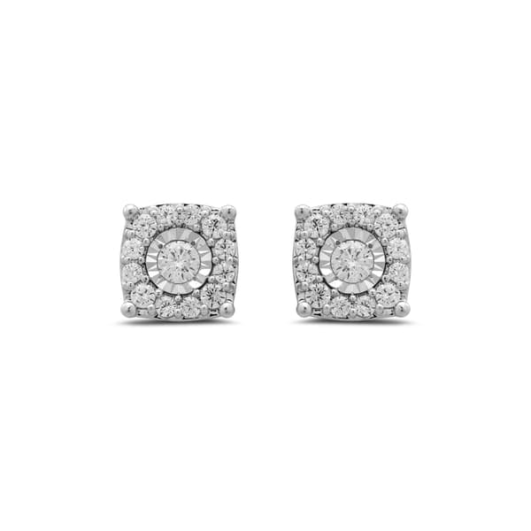 Sterling Silver 1/4cttw. Square Lab Grown Diamond Stud Earrings