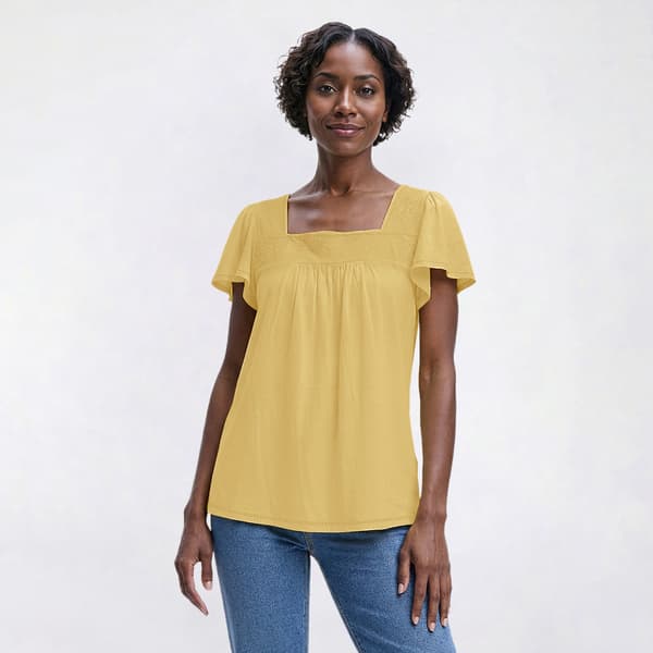 Petite Preswick & Moore(R) Short Sleeve Eyelet Yoke Blouse - image 