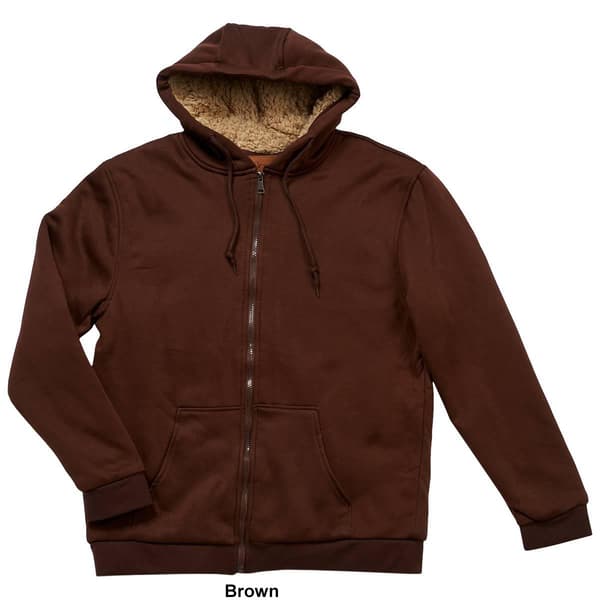 Mens Mountain Ridge Solid Sherpa Hoodie Jacket Boscov s