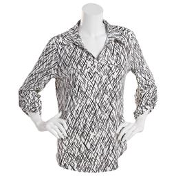 Womens Emily Daniels 3/4 Sleeve Abstract Lines Blouse w/Pockets