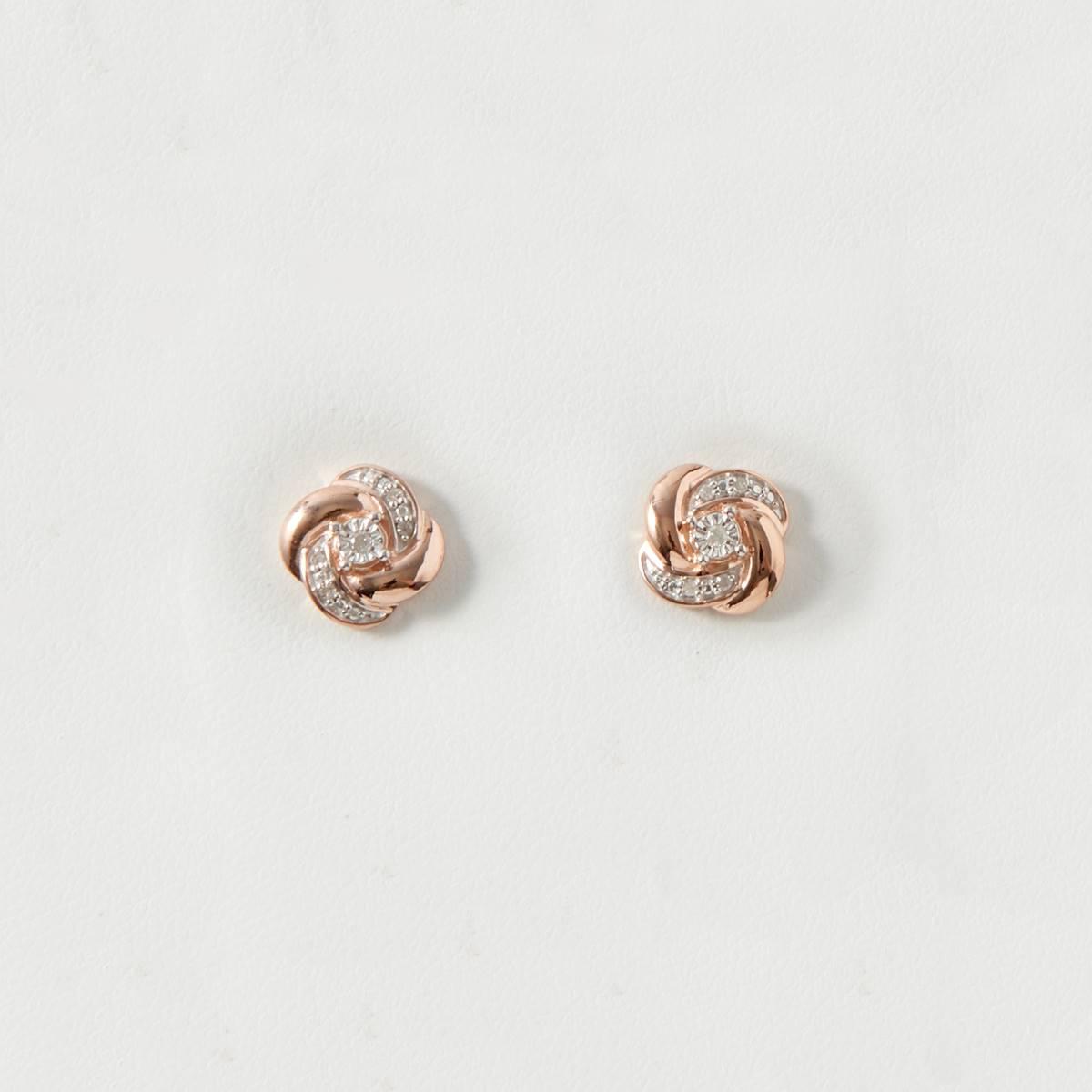Marsala 1/20ctw. Diamond Accent Love Knot Rose Stud Earrings
