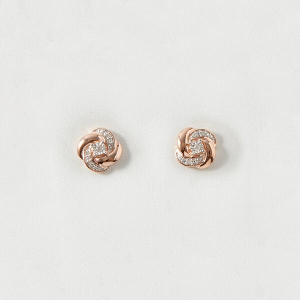 Marsala 1/20ctw. Diamond Accent Love Knot Rose Stud Earrings - image 