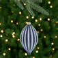 Northlight Blue & White Striped Finial Glass Christmas Ornament - image 1