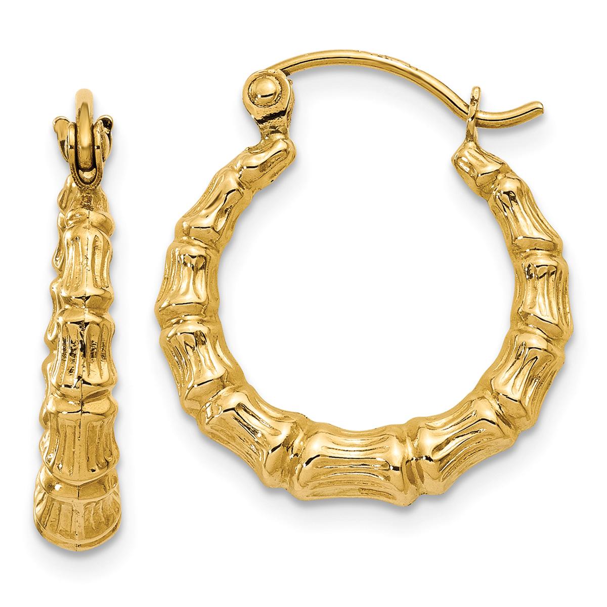 Gold Classics™ 11mm 14kt. Polished Bamboo Hoop Earrings