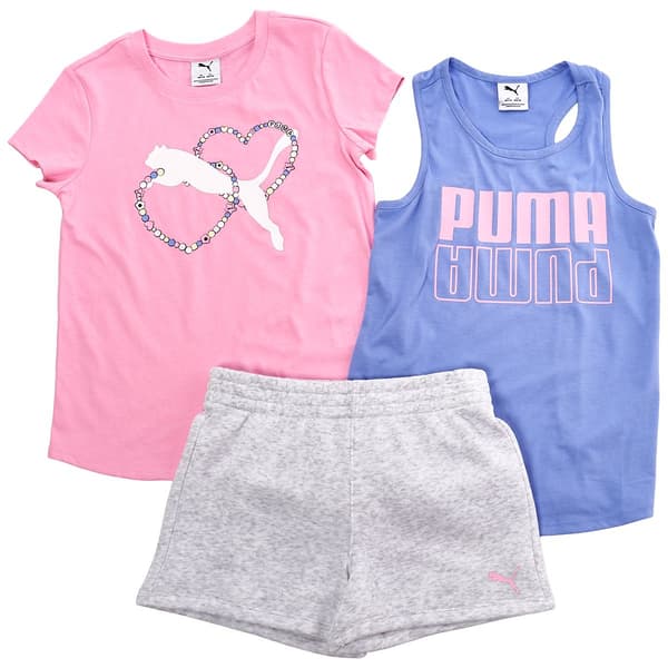 Girls (7-16) Puma 3pc. Friendship Bracelet Tee/Tank & Shorts Set