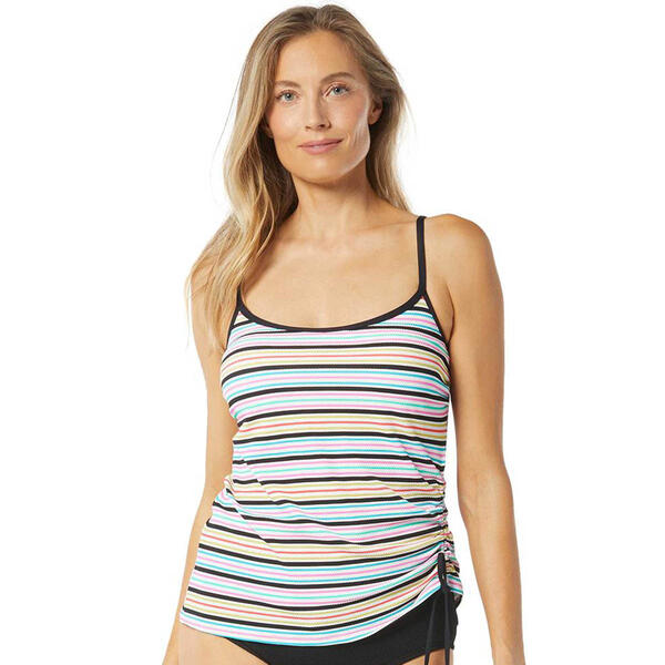 Womens Beach Bridget Shirred Side Underwire Tankini Swim Top - image 