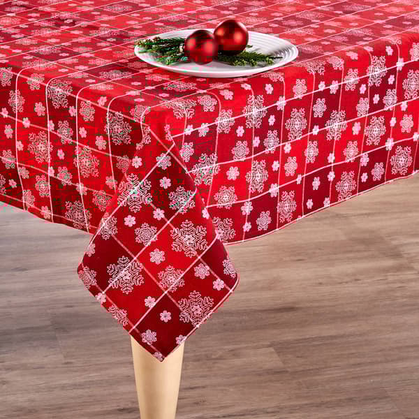 Cottage&#40;R&#41; Classics Linens Snowflake Plaid Tablecloth - image 