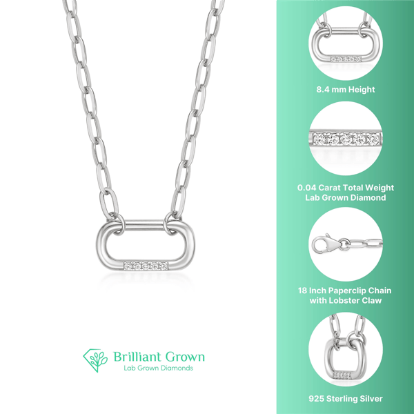 Brilliant Grown Lab-Grown Diamond Accent Paper Clip Link Necklace