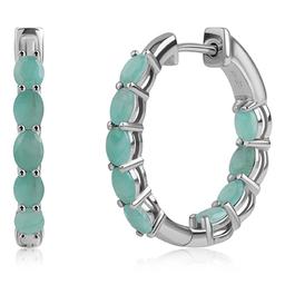 Gemstone Classics(tm) 4x3mm Oval Emerald Inside Out Hoop Earrings