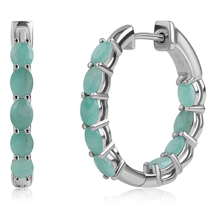 Gemstone Classics(tm) 4x3mm Oval Emerald Inside Out Hoop Earrings