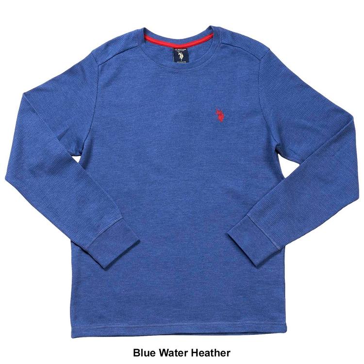 Mens U.S. Polo Assn.® Solid Crew Neck Waffle Knit Thermal