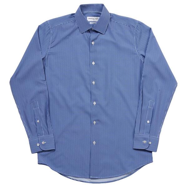 Mens Christian Aujard Fitted Dress Shirt - Blue Gingham - image 