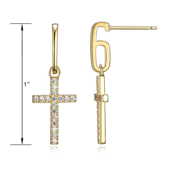 Forever Facets 18kt. Gold Plated Cross Post Drop Earrings