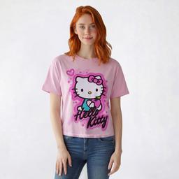 Juniors Hello Kitty(R) Airbrush Boyfriend Tee