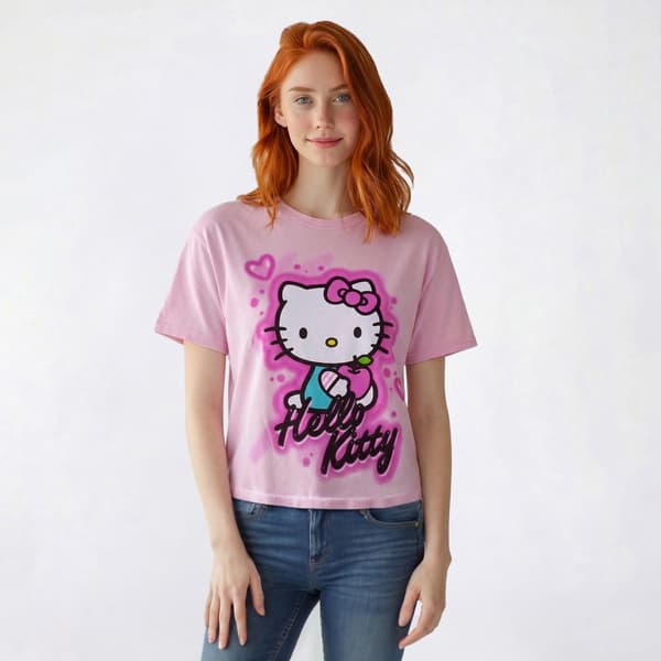Juniors Hello Kitty(R) Airbrush Boyfriend Tee - image 