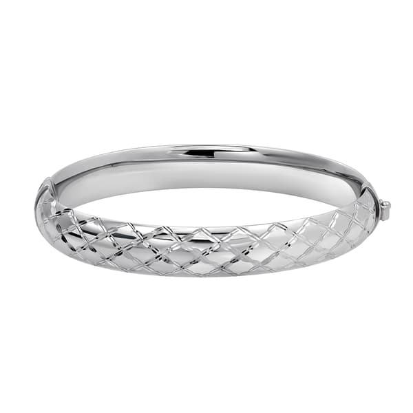 X-Pattern Diamond Cut Sterling Silver Bangle Bracelet - image 