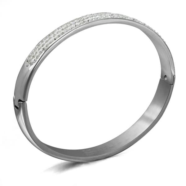 Stainless Steel Clear Crystal Bangle Bracelet