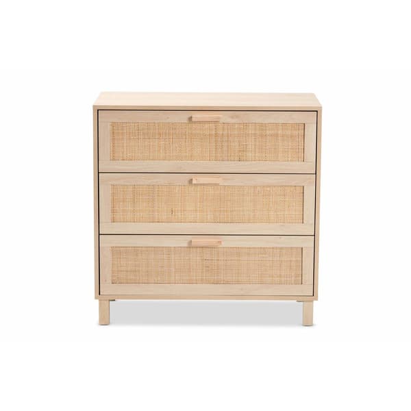 Baxton Studio Sebille Light Brown Wood 3-Drawer Storage Chest