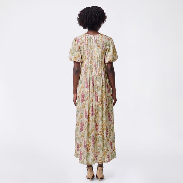 Womens Rose & Everly Puff Sleeve Pintuck Pleat Floral Maxi Dress