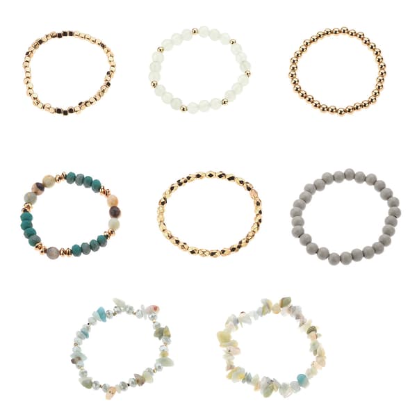 Ashley Cooper(tm) 8pk. Gold-Tone Multi Color Bead Chip Bracelets - image 