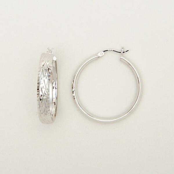 Sterling Silver Diamond Hoop Earrings - image 
