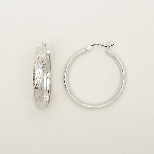 Sterling Silver Diamond Hoop Earrings - image 