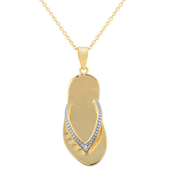 Accents by Gianni Argent Diamond Accent Flip Flop Necklace - image 
