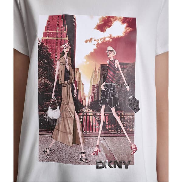 Womens DKNY Short Sleeve Manhattanhenge Graphic Tee