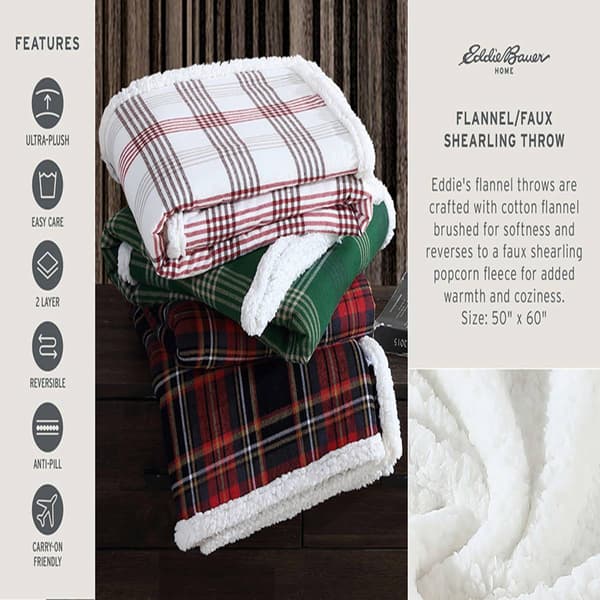 Eddie Bauer Mountain Tartan Cotton Reversible Throw