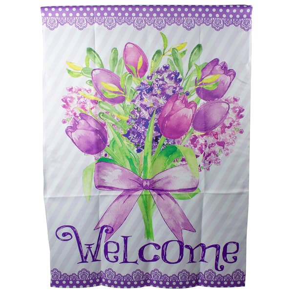 Northlight 28in Welcome Floral Bouquet Outdoor House Flag - image 