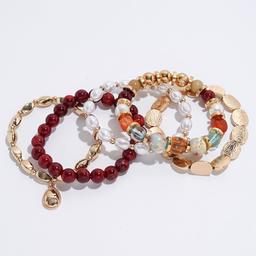 Ashley Cooper(tm) 5pc. Mixed Beads/Pearls/Textured Stretch Bracelets