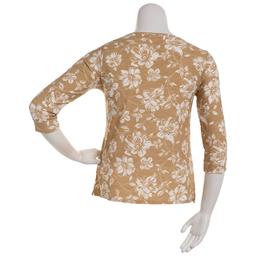 Plus Size Emily Daniels 3/4 Sleeve Floral Jacquard Knit Tee