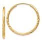 Gold Classics&#40;tm&#41; 14k Satin Diamond 22mm. Cut Hoop Earrings - image 1