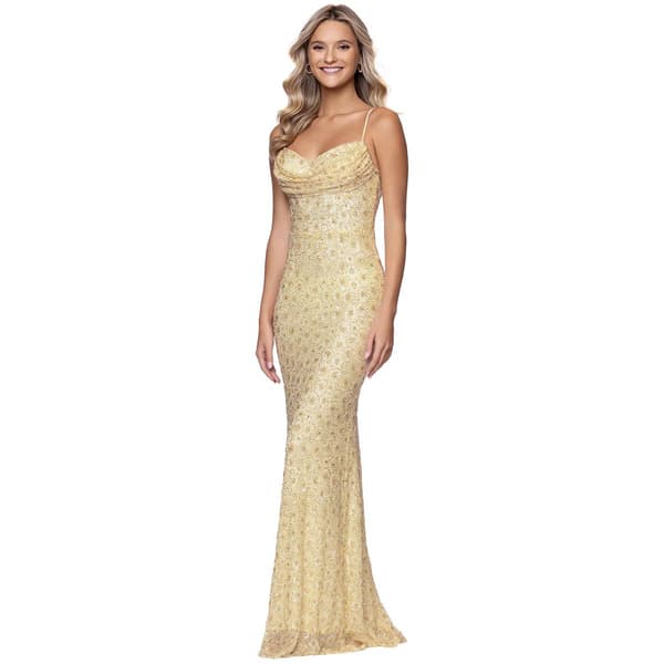 Juniors Blondie Nites Bead Like Sequin Drape Neck Sheath Dress