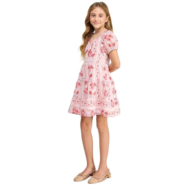 Girls (7-16) As U Wish Floral w/ Bow Puff Sleeve Dress
