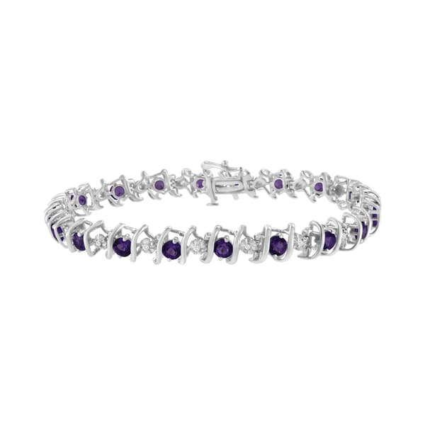 Gemstones Classics&#40;tm&#41; Amethyst & Diamond Tennis Bracelet - image 