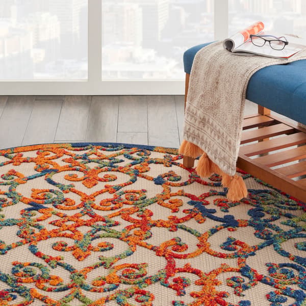 Nourison Aloha Scroll Contemporary Round Rug