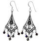 Marsala Fine Silver-Plated Marcasite Jet Fishhook Earrings - image 1