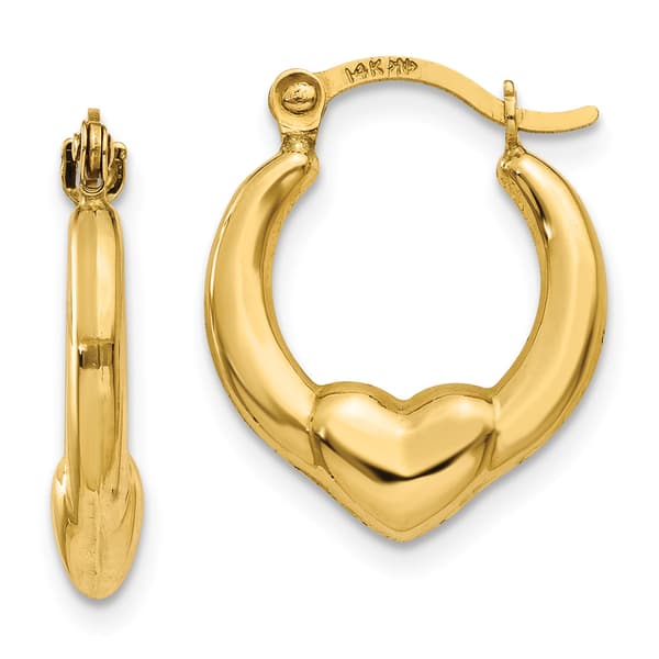 Gold Classics(tm) 14kt. Gold Hollow Heart Hoop Earrings - image 