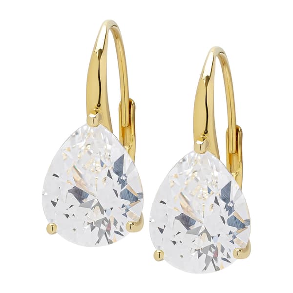 Gianni Argento Lab White Sapphire Pear Leverback Earrings - image 