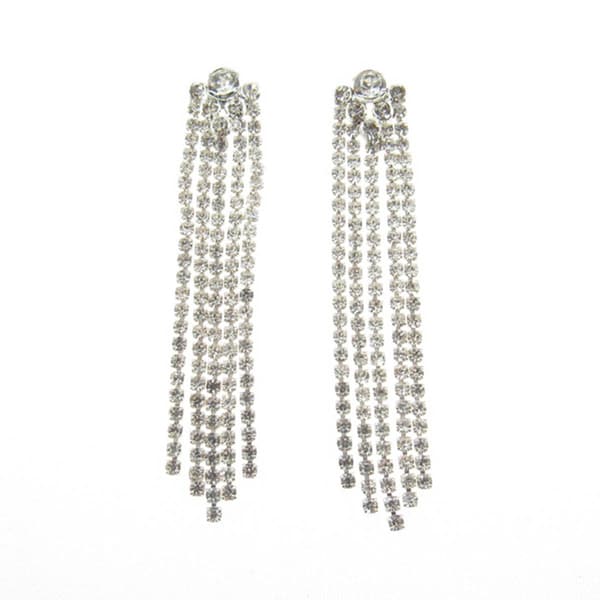 Rosa Rhinestones Silver-Tone Fringe Chandelier Earrings - image 