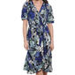 Womens NY Collection Elbow Sleeve Print Wrap Dress - image 3
